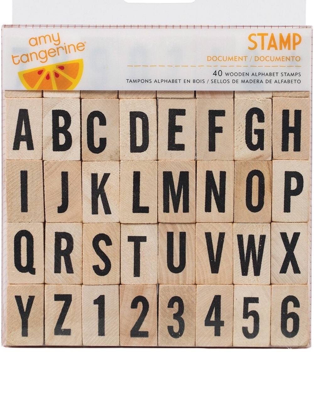 Amy Tangerine Wooden Alphabet & Number Stamp Set - Natural Wood